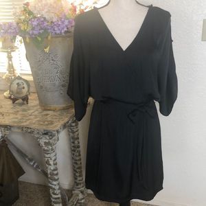 Naked Zebra silky black gathered waist dress